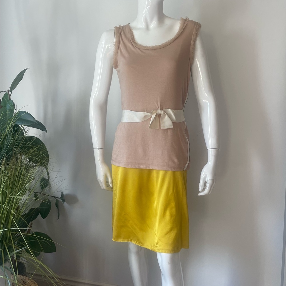 Lanvin Paris  silk cotton Yellow beige dress small